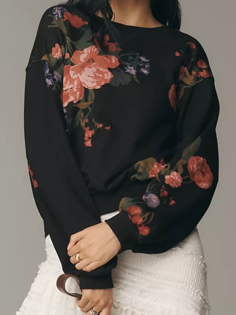 Pilcro Niki Bubble Sweatshirt Floral Women's Size Medium Anthropologie Boho